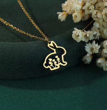 Load image into Gallery viewer, Bunny Flower Gold Necklace
