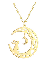 Load image into Gallery viewer, Bunny Gold Moon Love Necklace
