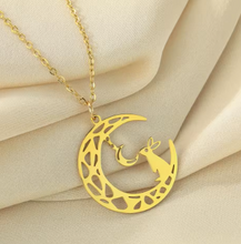 Load image into Gallery viewer, Bunny Gold Moon Love Necklace
