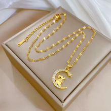 Load image into Gallery viewer, Star Moon Rabbit Gold Necklace
