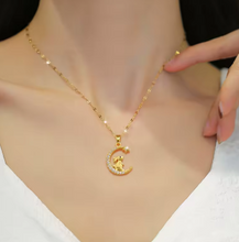 Load image into Gallery viewer, Star Moon Rabbit Gold Necklace
