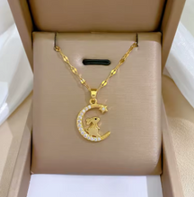 Load image into Gallery viewer, Star Moon Rabbit Gold Necklace
