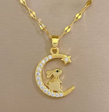 Load image into Gallery viewer, Star Moon Rabbit Gold Necklace

