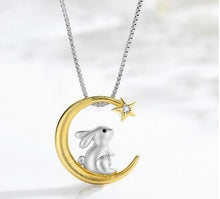 Load image into Gallery viewer, NEW Gold Bunny Moon Necklace
