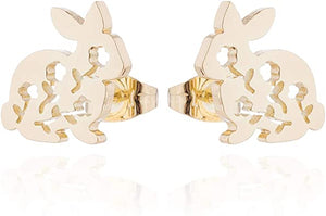 Gold Floral  Bunny Earrings