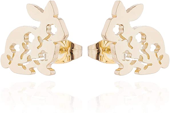 Gold Floral  Bunny Earrings