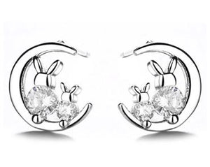 Crystal Bunny Moon Earrings