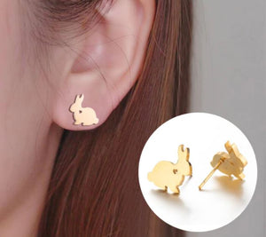 Bunny Heart Gold Earrings