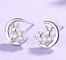 Load image into Gallery viewer, Crystal Bunny Moon Earrings
