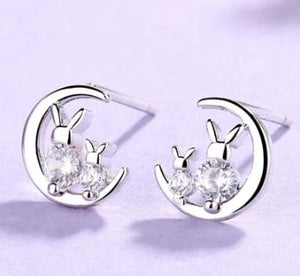 Crystal Bunny Moon Earrings