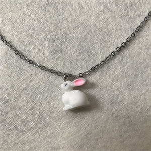 White Sitting Bunny Necklace