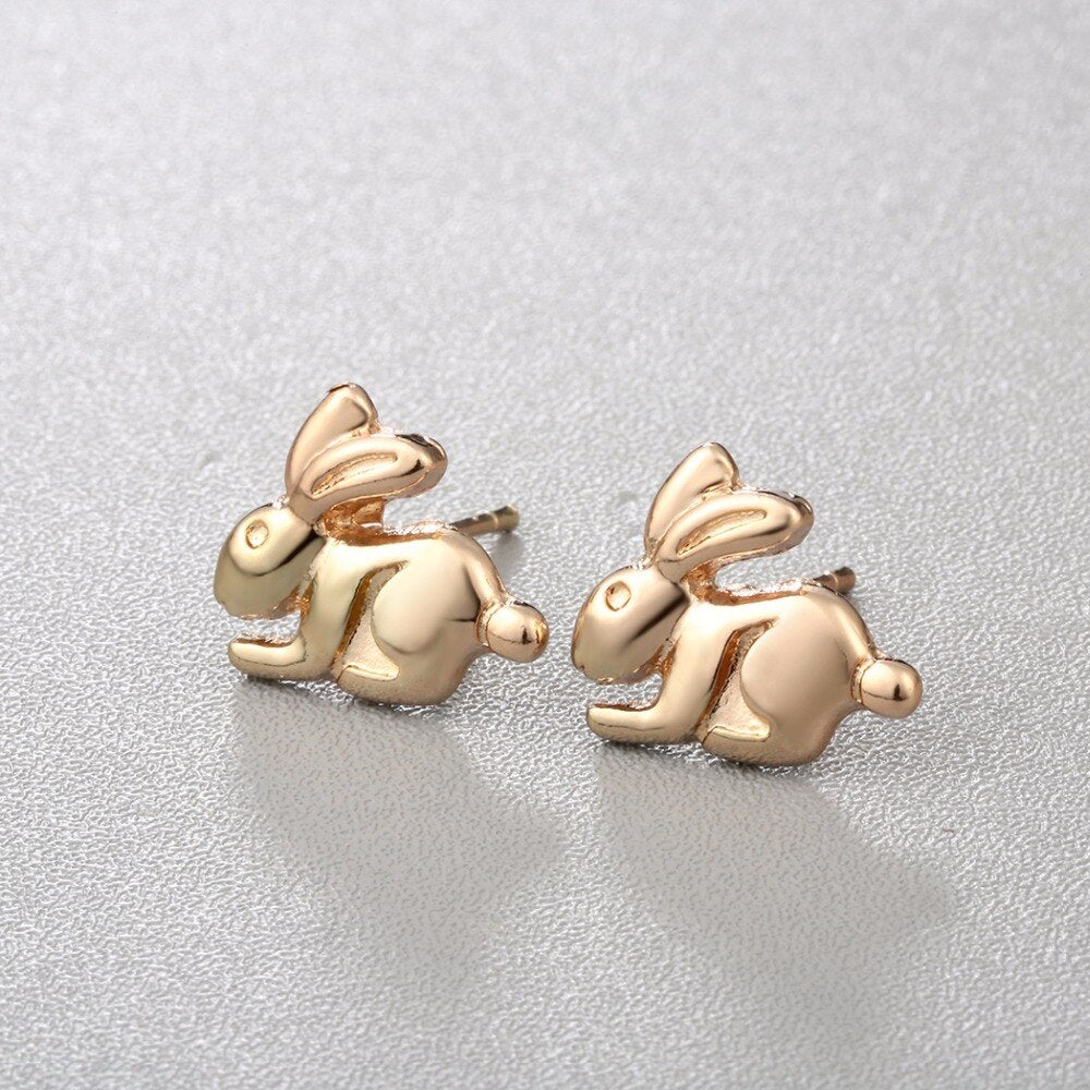 Sitting Bunny Gold Earrings