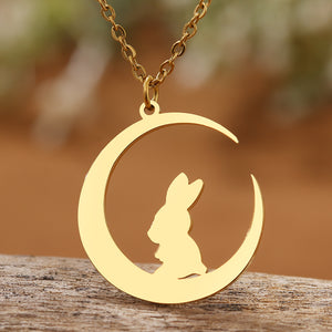 Gold Bunny Moon Necklace