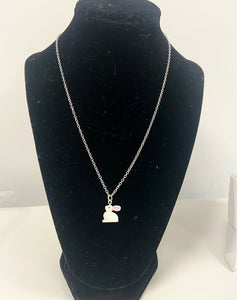 White Sitting Bunny Necklace