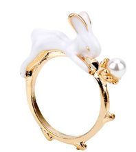 Load image into Gallery viewer, Gold Pearl Bunny Ring
