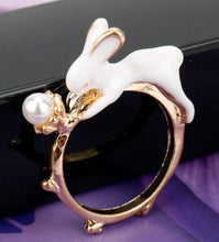 Load image into Gallery viewer, Gold Pearl Bunny Ring
