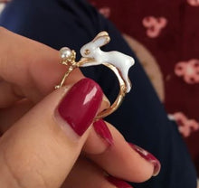 Load image into Gallery viewer, Gold Pearl Bunny Ring
