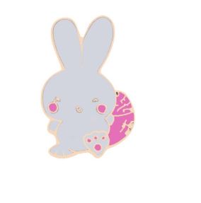 White and Pink Bunny Pin Badge