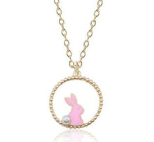 Load image into Gallery viewer, Pink Bunny Circle Necklace
