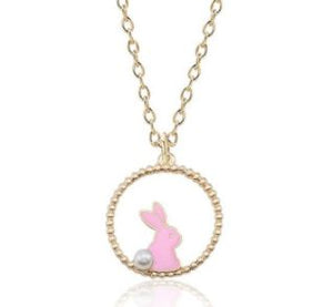 Pink Bunny Circle Necklace