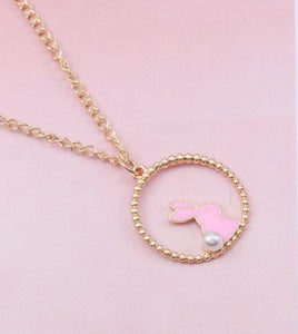 Pink Bunny Circle Necklace