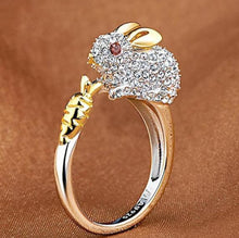 Load image into Gallery viewer, Diamante Bunny Carrot Ring

